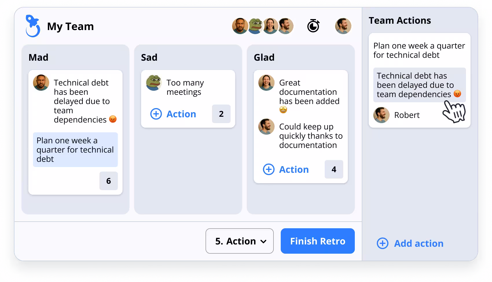 Define actions to take