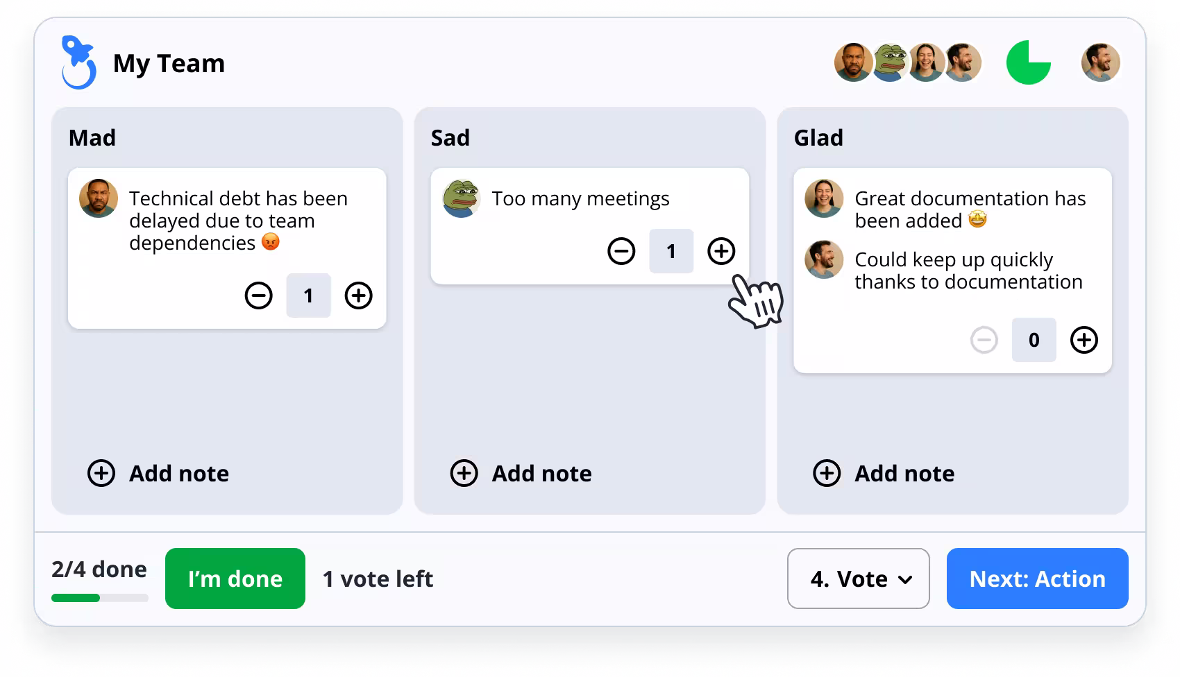 Vote on the most relevant notes